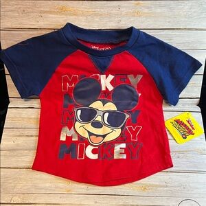 Disney Mickey Mouse Red and Navy Kids Tee